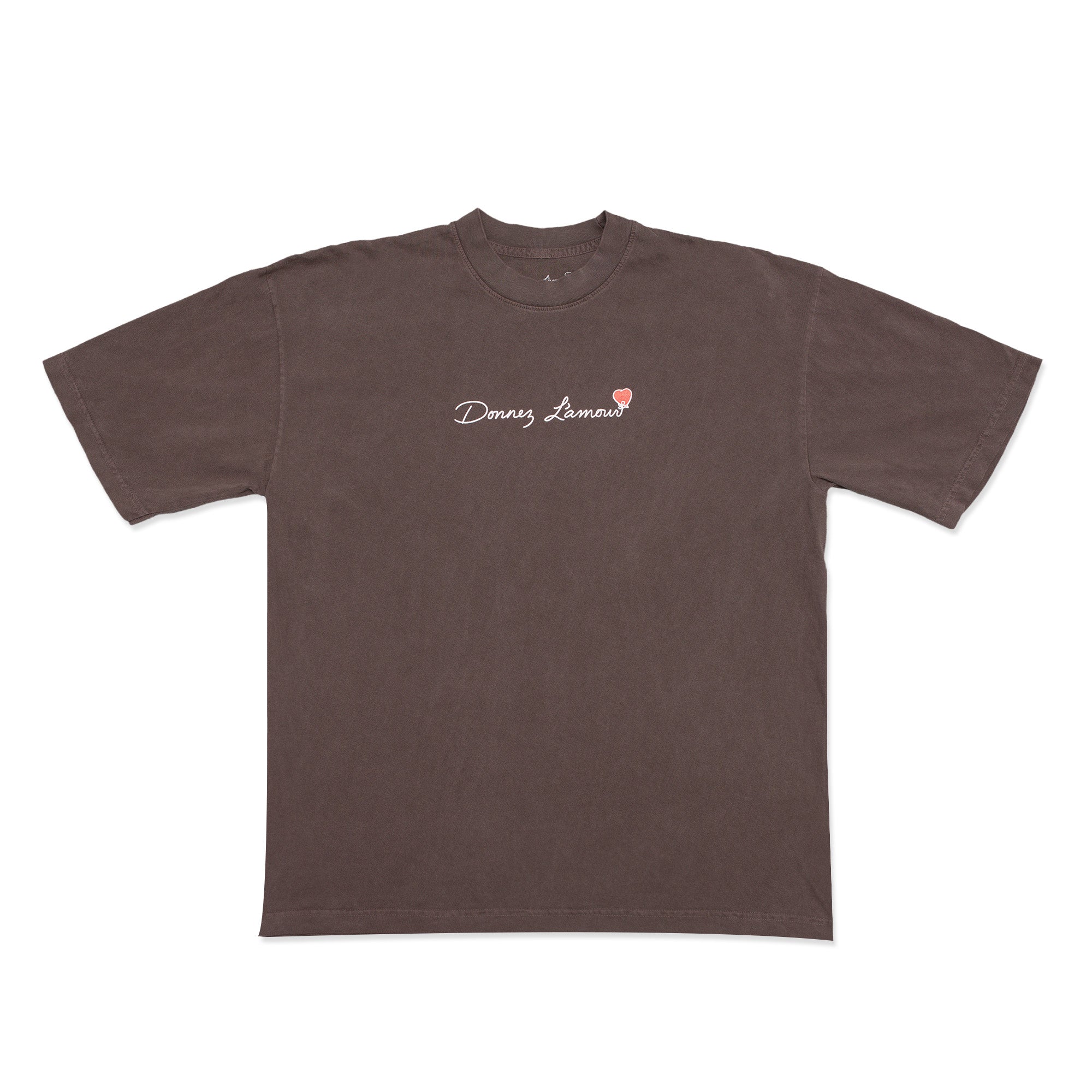 Brown t-shirt with a logo on a white background