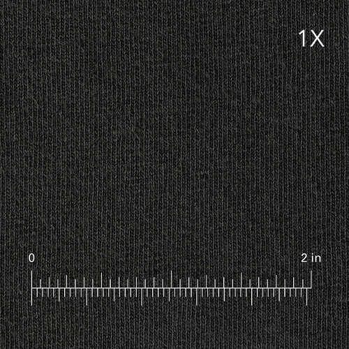 Black fabric swatch with a measurement scale at the bottom